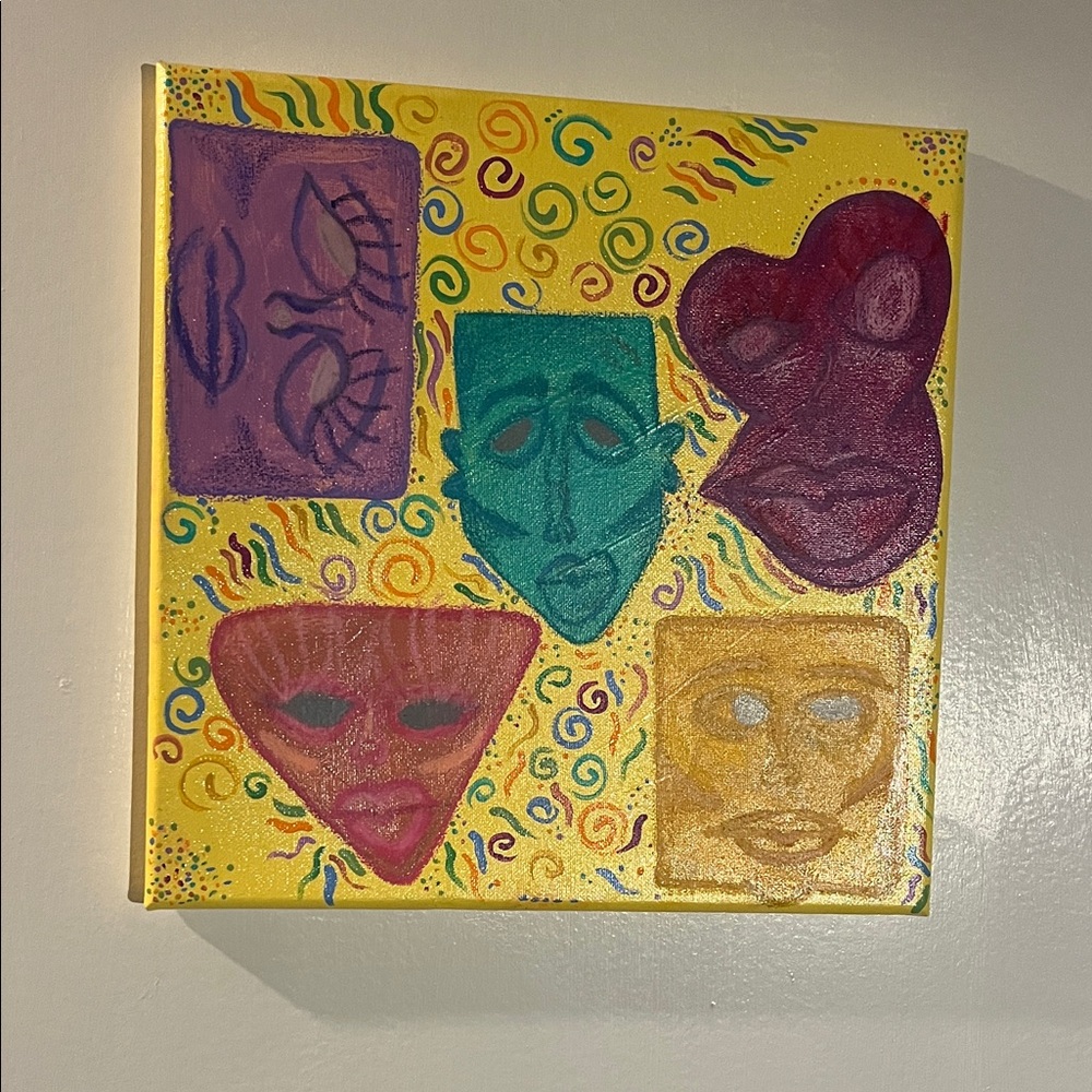 Abstract Faces Canvas Art in Multicolor